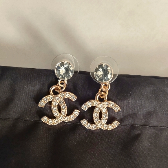 Chanel Gold Crystal Earrings - Picture 1 of 5